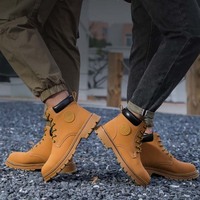 Chaussures de sécurité pour hommes avec embout en acier, idéales pour les travailleurs d'usine et les randonneurs, bottes de travail avec semelle intérieure en caoutchouc PU, parfaites pour l'hiver, livraison gratuite