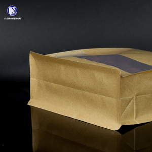 Tùy chỉnh kích thước cấp thực phẩm bao bì tám bên niêm phong đáy phẳng Túi giấy Kraft túi dây kéo khóa cửa sổ độ ẩm bằng chứng thức ăn vật nuôi - Product Image 4