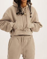 Ensemble deux pièces pour femmes survêtement personnalisé automne et hiver Plus velours épaissi couleur unie à capuche sport pull décontracté