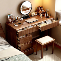 Table basse moderne en bois de 120 cm avec tiroirs et miroir éclairé, construction durable et écologique pour chambre à coucher et salon de beauté ChuanJing