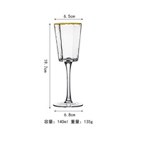 Verre à cocktail hexagonal unique avec bordure dorée, flûtes à champagne vintage, gobelets à vin, verrerie pour bar, restaurant, maison