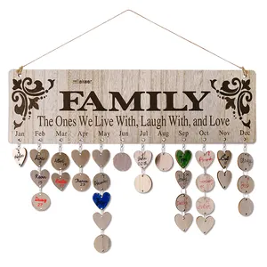 milekeer Family Birthday Calendar Wall Hanging with Wood Tags for Home Decorations