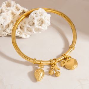 18K Gold Plated Titanium Steel <b>Charm</b> Bracelet Trendy Anniversary Preservation <b>Bangle</b> Jewelry - Product Image 1