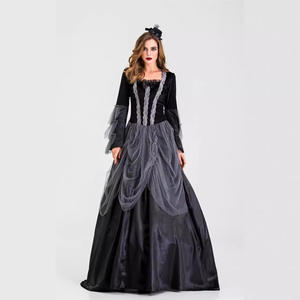 Costume da Strega Spaventosa per Halloween, Abito da Ballo in Pizzo Nero e Grigio per Ragazza Nobildonna, Outfit per Spettacoli Teatrali - Product Image 5