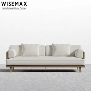 WISEMAX FURNITUREモダンなL字型ソファ無垢材フレームリビングルーム家具のホテルの装飾用の日本の3人掛けクッションソファ