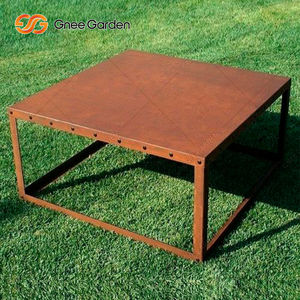 Table basse de jardin moderne en acier Corten avec finition thermolaquée, mobilier d'extérieur durable toutes saisons - Product Image 2