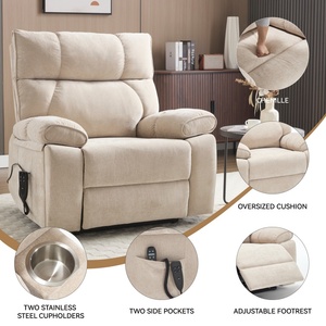 Fauteuil inclinable électrique beige en chenille robuste avec double moteur, positions infinies, massage chauffant et <span class=keywords><strong>8</strong></span> points de vibration - Product Image 6