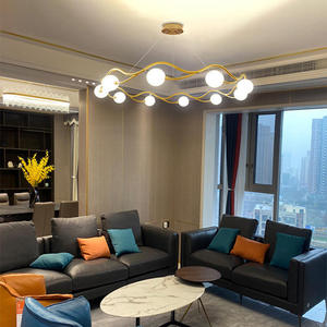 Home Decor Dining Room <b>Bedroom</b> Glass Ball Ring Gold Line Nordic Circular Pendant <b>Light</b> - Product Image 5