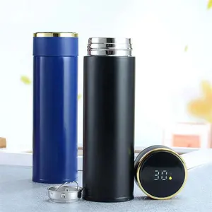 17oz Thermo Flask Made of Premium Stainless Steel Coffee Cup Smart Cup Novelty Gift Mug Golden Rim cover