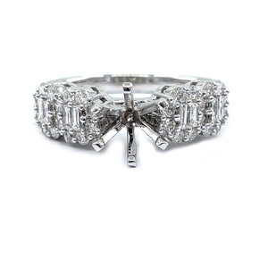 Magnifique bague de fiançailles et de mariage en or blanc massif 18 carats avec diamant véritable 1 carat taille baguette, semi-monture pour femme, vente en gros - Product Image 1