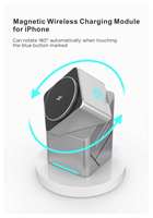 Support de chargeur sans fil magnétique 3 en 1 pour téléphone portable, écouteurs et montre intelligente avec charge rapide Qi 15W
