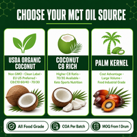 Huile de noix de coco MCT fractionnée biologique USDA C8 C10 non-OGM, triglycéride à chaîne moyenne, qualité alimentaire Keto, vente en gros en vrac