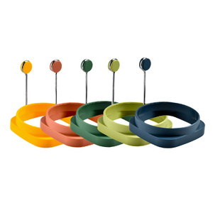 Silicone trứng nhẫn với xoay xử lý chịu nhiệt Omelette khuôn và poacher công cụ có thể gập lại ăn sáng nhà bếp nướng công cụ - Product Image 6