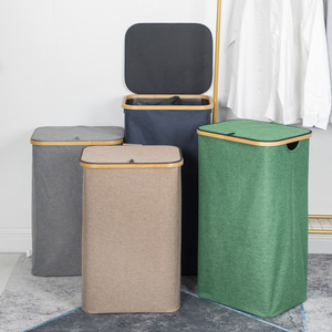 Oxford Cloth Laundry Hamper 41x34x71 Cm Foldable Rectangle <b>Storage</b> <b>Bin</b> For Clothing Gray And Off White - Product Image 4