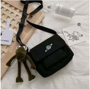 Bolso bandolera de lona para mujer con lazo, mini bolso de compras de moda personalizado con estampado de letras, amarillo - Product Image 1