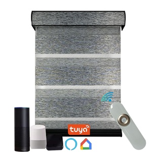 Electric Zebra <strong>Roller</strong> Shade Remote Window Curtains <strong>Blinds</strong> <strong>Grey</strong> Sheer Layer <strong>Roller</strong> Zebra <strong>Blind</strong> - Product Image 2