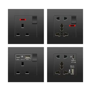 Black UK 13A Wall Socket <strong>with</strong> USB Type C 18W Quick Charge <strong>Plug</strong> Socket,Wall Power Outlet <strong>with</strong> USB Charger, <strong>Switch</strong> <strong>with</strong> Socket - Product Image 5