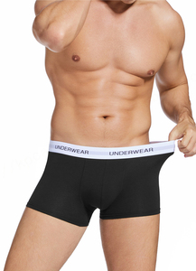 Venta al por mayor Hombres Boxer Ropa interior Sólido Transpirable Jacquard Logo Cintura elástica Algodón Spandex Boxer Homme - Product Image 2