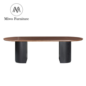 Meubles contemporains en noyer <span class=keywords><strong>vintage</strong></span> pour restaurant, ensemble <span class=keywords><strong>de</strong></span> table à manger en bois pour <span class=keywords><strong>8</strong></span> à 10 personnes et <span class=keywords><strong>chaises</strong></span>, table à manger ovale antique - Product Image 1