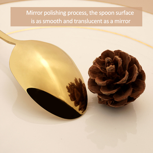Cubiertos Dorados Acero Silverware Inoxidable 4 ملعقة شوكة طقم أواني مسطحة من الفولاذ المقاوم للصدأ - Product Image 3