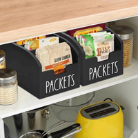 Organisateur de rangement pour sachets de thé, organiseur de comptoir à 4 compartiments pour collations, support pour sachets d'épices, organisateur de sachets d'assaisonnements en bois