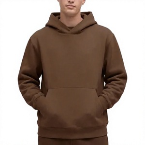 Sudadera con Capucha Marrón para Hombre Long Mission Industry, 100% Algodón, Forro Polar, Sólida, Transpirable, Ropa de Invierno - Product Image 4
