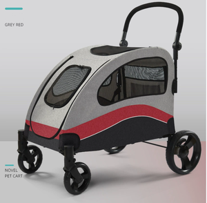 รถเข็นสัตว์เลี้ยงขนาดใหญ่ 4 ล้อ กันน้ำ ระบายอากาศได้ดี สำหรับสุนัขพันธุ์ใหญ่ พร้อมคุณสมบัติพับเก็บได้ - ผลิตภัณฑ์สำหรับการเดินทาง - Product Image 3
