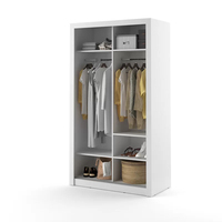 Moderner Holzkleiderschrank mit 2 Schiebetüren Weißer Kleiderschrank mit Spiegel
