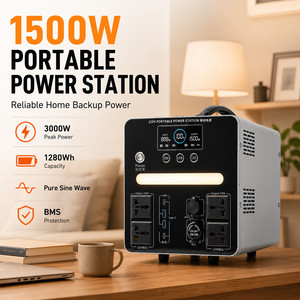 <span class=keywords><strong>Prix</strong></span> d'usine – Centrale <span class=keywords><strong>électrique</strong></span> portable à onde sinusoïdale pure 1280Wh 1500W, générateur de batterie rechargeable pour camping-car, voyages et usage domestique de secours - Product Image 3