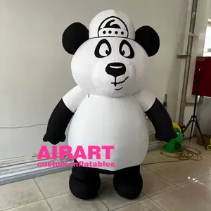 Wearable Inflatable Panda Costume Inflatable Panda Cartoon Mascot With Led Lighting