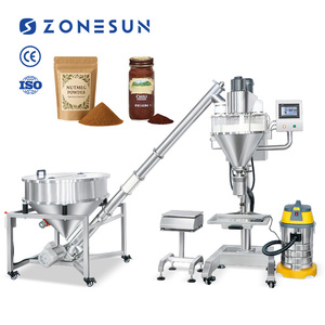 Machine de remplissage semi-automatique ZONESUN ZS-FM750F à vis sans fin pour poudre d'assaisonnement en sachet ou en bouteille, avec alimentation par vis et pesage volumétrique servo - Product Image 1