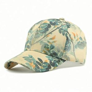 Women Ethnic Baseball Cap Spring Summer Outdoor Sunscreen Sunshade Personalized Hard Top Trendy Leaf Pattern Printed <b>Hat</b> - Product Image 5