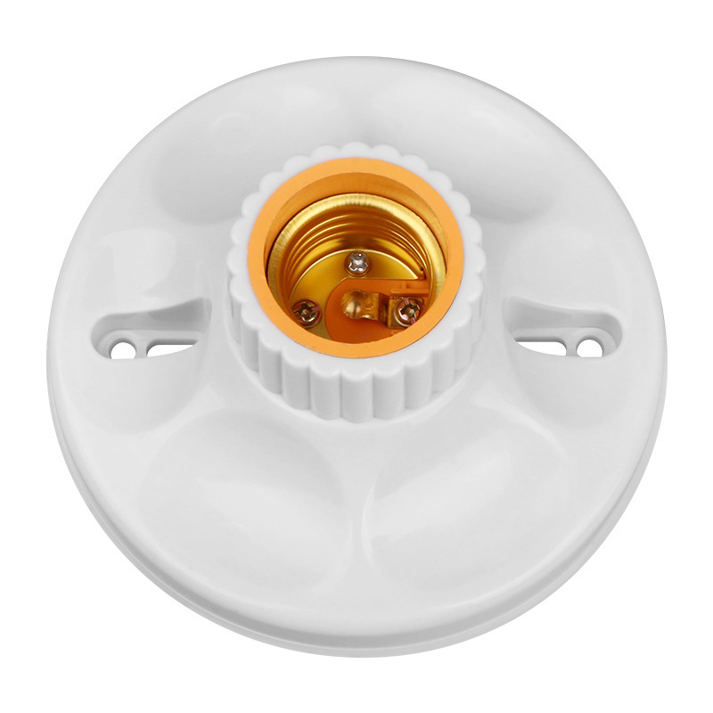 E27 Screw Socket PP Lamp Holder Waterproof Ceiling-Mounted Home Project Use LED Bulb Threaded