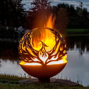 Esfera de fuego sin humo muebles de exterior Esfera de fuego de acero esfera de metal fuego Pit