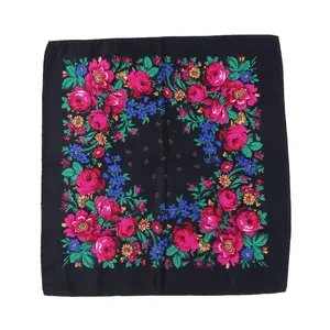 Manufacturers Hot Sale scarves Shawls Neckwears Floral Print Women Acrylic Square Russian Scarfs