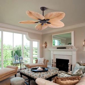 KBS fan lamp cina fabbricazione ventilatore da soffitto in rattan 52 pollici Natural Breeze Palm Leaf Blades ventilatori da soffitto parti