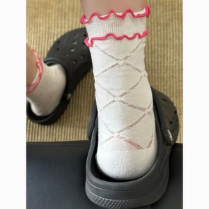 Women's Cotton Slouch <b>Socks</b> With Bow Embroidery <b>Breathable</b> Hollow Out Design For Summer Wear - Product Image 3
