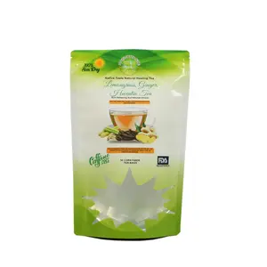 Custom Logo Loose Leaf Green Tea Packing Stand Up Pouch Slim Detox Herbal Tea Packaging Bags With Zipper