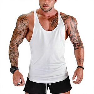 Camiseta sin mangas de algodón blanca para hombre, cuello redondo, transpirable, informal, para entrenamiento, fitness, diseño de punto de color sólido - Product Image 3