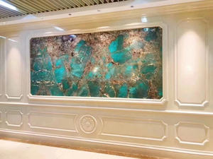 Losa pulida de cuarcita verde de lujo de Brasil, decoración de pared de fondo, <span class=keywords><strong>encimera</strong></span> de <span class=keywords><strong>cocina</strong></span>, losa de mármol <span class=keywords><strong>turquesa</strong></span> de amazonita - Product Image 3