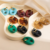 HB583 Nouvelles boucles d'oreilles surdimensionnées en résine au design original, clous d'oreilles en acier inoxydable, fermoirs luxueux, boucles d'oreilles tendance et élégantes pour femmes