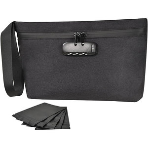 Custom Combination Lock Smell Proof Stash Bag Fabric Carbon Lined Rectangle Handle Pipe Sealing Organizer Pouch - Product Image 3