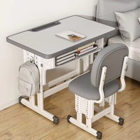 Ensemble de bureau et chaise pour étudiants modernes, pour l'école et la maison, mobilier de classe durable pour enfants, adolescents, filles, table d'étude rose