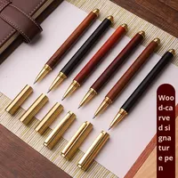 Vente en gros de stylo gel d'affaires rétro 0.5mm signature en bois métallique avec clip rotatif en bois pour le bureau ou comme cadeau d'affaires élégant