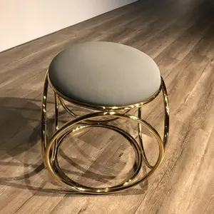 Pouf 2020 Bán Nóng Sang Trọng Liftstyle Nhỏ Bọc Vàng Brass Thép Không Gỉ Vòng Fancy Stool Ottoman