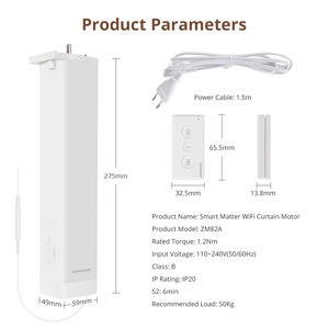 Zemismart Matter Thread Electric Smart 82 <strong>Curtain</strong> <strong>Motor</strong> Automatic Sliding <strong>Curtain</strong> System Support Google Home Smartthings Homekit - Product Image 6