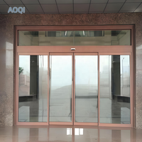 Portes coulissantes automatiques commerciales en verre pour hôtels, appartements et salles de conférence – Cadre étroit, capteurs magnétiques, portes à détection intelligente