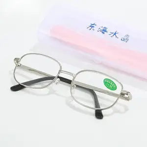 2023 popular crystal glass sheet metal reading glasses large oval frame with box reading glasses for the elderly