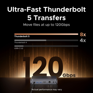 Maxidok Thunderbolt 5 Docking Station 10 in 1 USB-<b>C</b> <b>HUB</b> 2xTBT5 140W 120Gbps 8K60Hz DP SD&TF Gigabit RJ45 for Laptop PC About Thi - Product Image 2