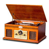 Phonographe — lecteur d'enregistrement en bois et vinyle, platine hi-fi rétro à trois vitesses, phonographe